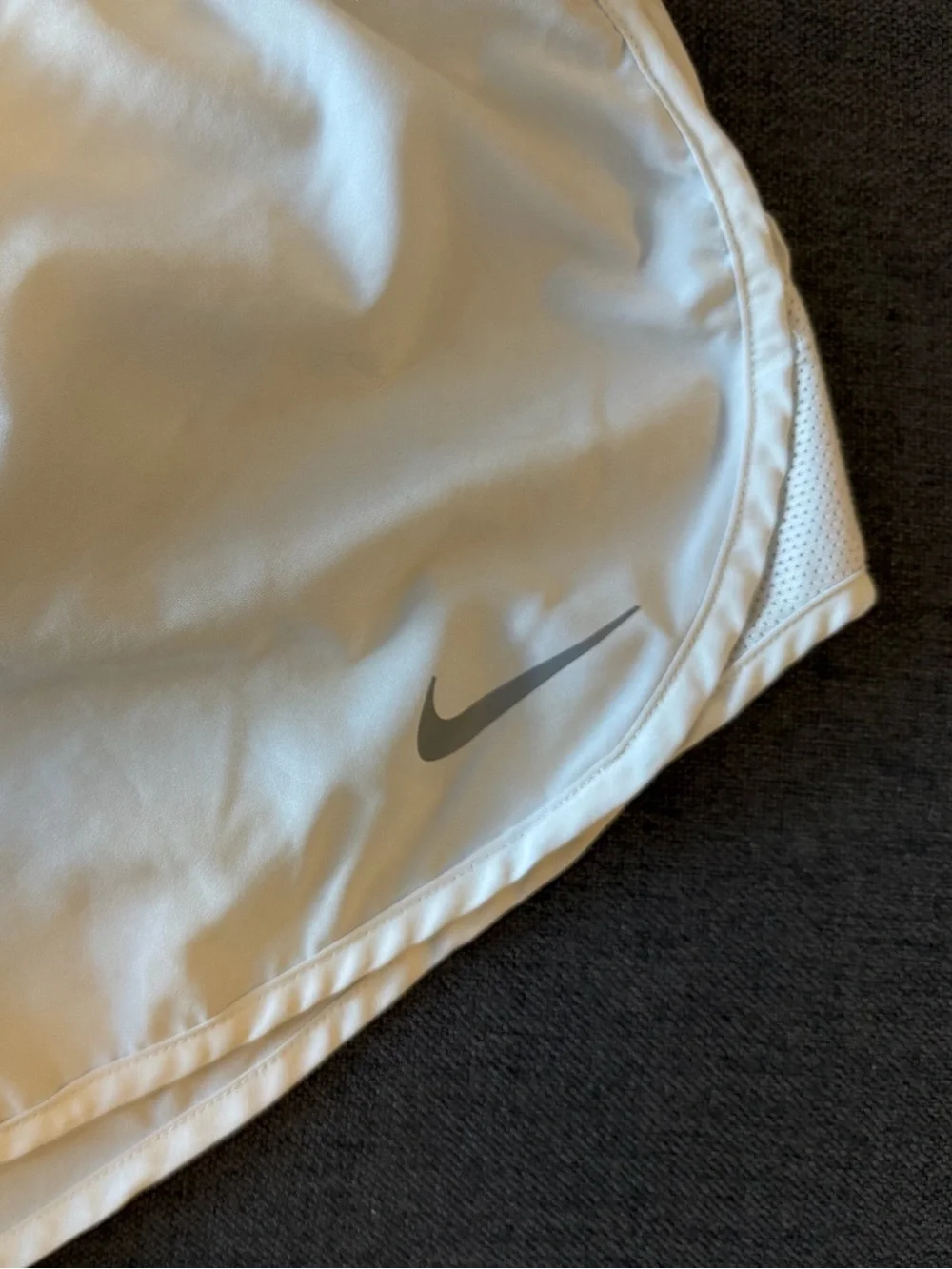 Nike White Women's Running Shorts with Silver Swoosh